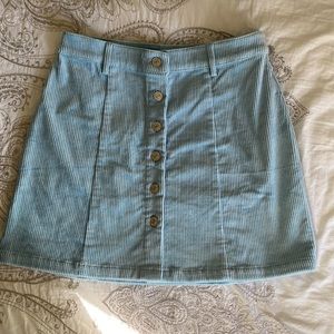 Light Blue Corduroy Button Skirt